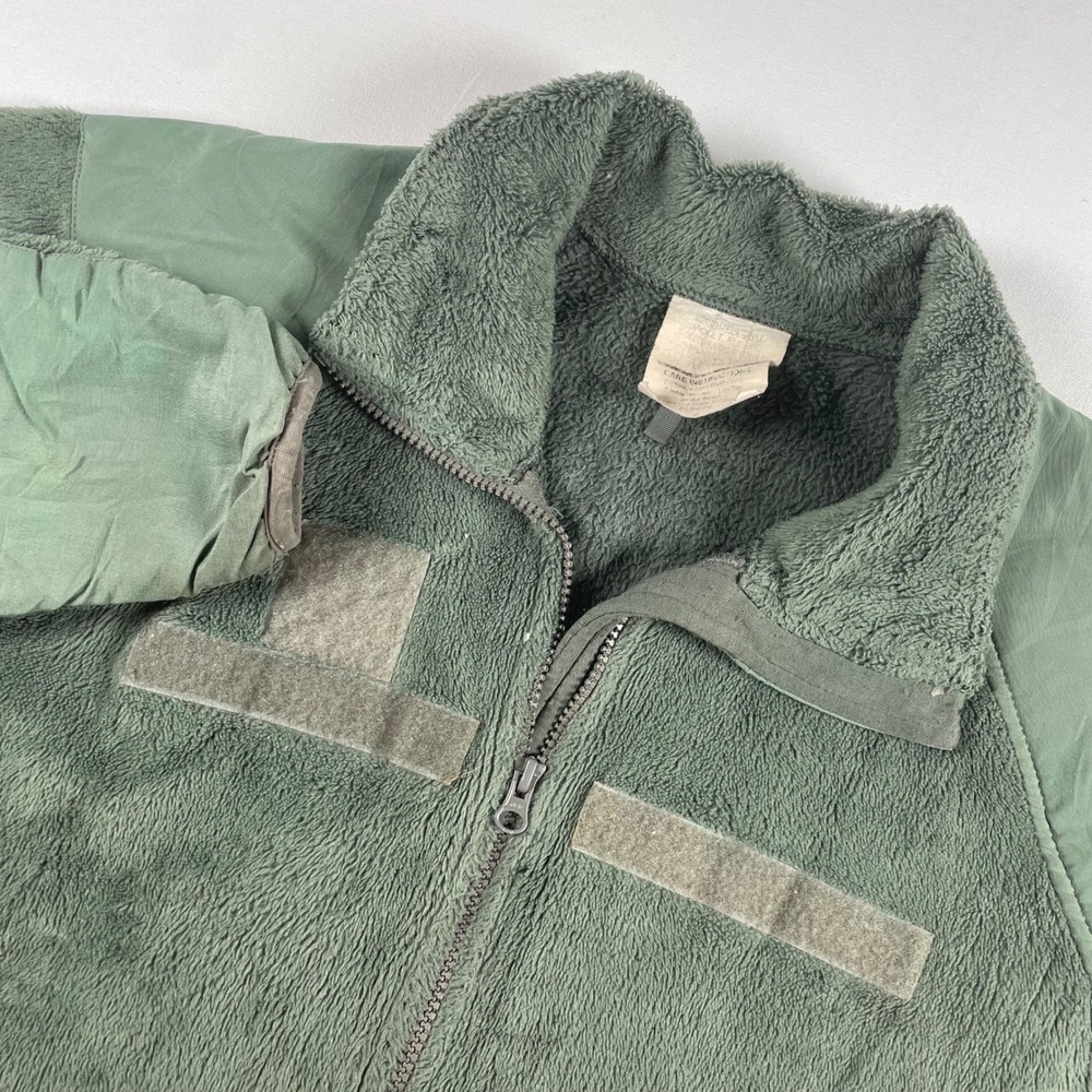 Mens Military Cold Weather PolarTec Fleece Jacket Sage Green Coat Medium Long‎